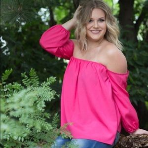 Pink Off Shoulder Shirt- Mid Sleeve